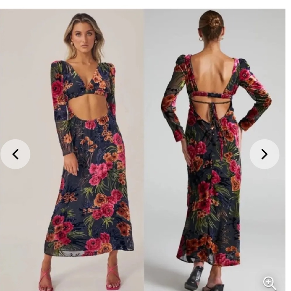 WeWoreWhat Navy Floral Cutout Maxi Dress